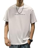 [EASTEMPO] tシャツ メンズ 半袖 夏 ゆったり おしゃれ 綿 薄手 無地 大きいサイズ (JP, アルファベット, XL, ホワイト)