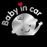 ベビーインカー ステッカー 車 赤ちゃん baby in car カッティングステッカー 防水 耐候 シール デカール 転写 シンプル 16cm (シルバー)