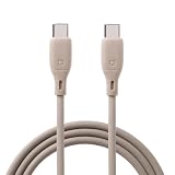 iFace Type-C to Type-C 充電ケーブル 1.2m ストレート (ベージュ)【 急速充電 3A 絡みにくい USB-C & USB-C シリコン素材 アイフェイス ケーブルタイ付属 iPhone15 iPhone16 Galaxy iPad MacBook Pro 各機種対応 】