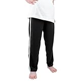 おねしょ対策 おねしょ ズボン 長ズボン おねしょパンツ 防水布付 日本製 はれパン サイドライン ロングパンツ (140, ブラック)