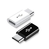 QISI 【2個セット・白黒】USB Type-C オス → Micro B メス 変換アダプター｜急速充電・480Mbpsデータ転送対応｜Type-C端子からMicro USB機器接続用