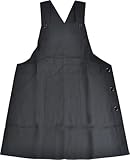 [シメファブリック] エプロン 撥水加工 サロペット オーバーオール ゆったりサイズ ゆったりサイズ かぶるだけ かぶり お尻 隠れる 無地 レディース レディースエプロン【M】 【AP-1320】07.ブラック