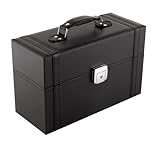 jackcubedesign mk406 – レザーNail Polishストレージボックスwithハンドル ブラック