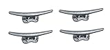 鋳鉄装飾壁フックセットの4シルバー仕上げCast Iron Nautical Cleat壁フック/引き出しPulls 5.5 X 1.25 X 1インチシルバーモデル# nau53888-slv