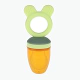 離乳食用おしゃぶり 　6ヶ月からのベビー離乳食フィーダー　歯がため付き　食品級シリコン　 (ウサギ, グリーン)