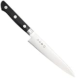 藤寅作 ペティナイフ 150mm 日本製 コバルト合金鋼 両刃 果物や野菜の皮を剝いたり飾り切りに最適 肉や魚の調理にも使える万能包丁 DPコバルト合金鋼割込 口金付 FU-802 シルバー/ブラック