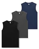 Sukinana 6オンス タンクトップ メンズ 3/5枚組 綿100% 広い肩 ノースリーブ tシャツ 透けない インナーシャツ 無地 やわらか肌着 夏服 スポーツ 防菌防臭 通気性 複数色選び オールシーズン (JP, アルファベット, XL, ダークトーン3色(ブラック × ダークグレー × ネイビー))