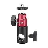 CAMVATE 16mm ライトスタンドヘッドアダプター + ボールヘッドサポート ダブルエンド1/4インチ-20スレッド(レッド)