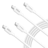 TOPADRE USB Type Cケーブル 「2本セット 1.5M 60W/3A」急速充電 USB-C & USB-C ケーブル データ転送 高耐久 タイプc ケーブル iPhone 15、MacBook Pro、Matebook、iPad、Xperia、GalaxyなどType-c機種対応 (白色)