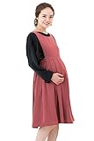 Sweet Mommy マタニティ 授乳服 ワンピース ジャンパースカート ツイル素材 授乳口を隠せる 大きいサイズ コットン裏地付き オフィス お宮参り ポケット付き プリーツ 春 秋 冬 産前産後