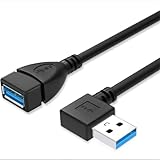 USB 3.0 L型 90°方向変換ケーブル USB 3.0 延長ケーブル タイプAオス- タイプAメス 超高速 5Gbpsのデータ転送同期リード (左L 1個)