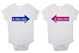 Twins Baby bodysuits (Set Of 2) It Was Him and It Was Her Babygrow Vest (0 - 3 Months) by UKTwins
