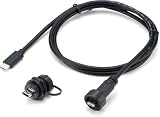 【Entaniya】 USB Type-C 防水ケーブル・パネルマウントコネクタセット（ケーブル1m ）防水防塵IP67 USB 3.0