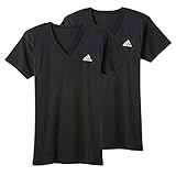 [アディダス] Tシャツ Vネック 2枚組 APB0152 メンズ ブラック 日本L (日本サイズL相当)