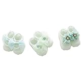 Lisa Pulster ベビーソックス 赤ちゃん 靴下 無地3足組セット7～12㎝ 新生児 12か月頃まで 1歳 コットン素材 リボン シフォン 蝴蝶結び 滑り止め付き 女の子 フォーマル 出産 お