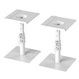 suptek スピーカースタンド スピーカー台 スピーカーマウント 白 white ホワイト 卓上 デスクトップスピーカースタンド 12°左右調節 360°回転 耐荷重各15KG 白色 天板:245mm×226mm 高さ:220~360mm 2個セット 1ペア 2台1組 SDM001TW