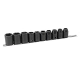 Draper 33667エキスパート10 Piece 1 / 2 "スクエアドライブメトリックインパクトソケットセットhi-torq on a rail