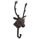 Iron Hook with 1 Peg - Deer Head Shaped Decorative Indoor and Outdoor Hook for Household Items, Clot