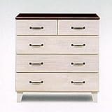 日本製 アンティーク風 幅80cm 4段ローチェスト ホワイト 完成品