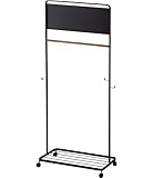 山崎実業(Yamazaki) キッズ パネル付き ハンガーラック ブラック 約W68.5XD33XH140cm タワー tower パネルに時間割が付けられて見やすい キッズ収納 学校準備 コートハンガー 5176