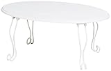 オーバルテーブル (ホワイト) 【折脚タイプ/約幅80×奥行50×高さ34.5cm】