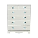 アルファタカバ 子供部屋に置きたいキッズチェスト ポップスター 幅75cm5段タイプ ホワイト(取っ手ブルー)