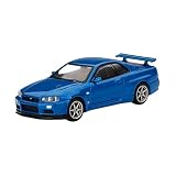 MINI GT 1/64 ニッサン スカイライン GT-R R34 Vスペック ベイサイドブルー (右ハンドル) 完成品