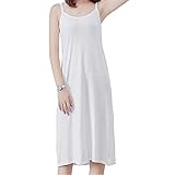 [Loradouphi] ハーフスリップ レディース ペチコート インナー キャミワンピース ルームウェア 部屋着 スリップ キャミソール ショート丈 膝丈 ロング丈 なめらか肌触り 透け防止 220518-halflong-white-M