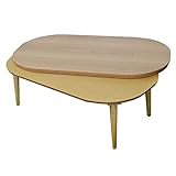 MIYU 丸いローテーブル 105 ナチュラル ナラ 円筒 ローテーブル 簡単こたつ布団取り付け可能 こたつにも リビングなどに使える 和室 洋室 座卓 楕円形 オーバル