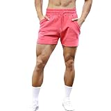 KULIXI ショートパンツ メンズ トレーニング ハーフパンツ ジム スポーツウェア フィットネスパンツ ポケット付き カジュアル 短パンツ DK-5227 ローズレッド XL