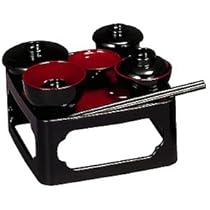 Amazon | 仏膳（霊供膳） 黒(内朱) 樹脂製 (8.0寸(24×24cm