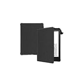 Kindle Paperwhite 第12世代 ケース 2024モデル対応 スリムカバー 自動スリープ ワイヤレス充電対応 マグネット固定 TPUレザー ファブリック素材 軽量 ブック型 6.8インチ専用 (ブラック)