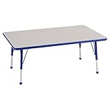 ECR4Kids 24" x 48" Rectangular Activity Table, Toddler Legs w/ Ball Glides (Gray Top/Blue Edge) [並行輸