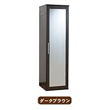 ミラー付き ロッカー タンス クローゼット ハンガーラック 洋服掛け 鏡 姿見 衣類収納 ワードローブ ダークブラウン