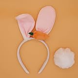 LioPan うさぎ耳 尻尾 カチューシャ コスプレ かぶりもの 変装 ハロウィン イースター うさぎ年 年賀状 ヘアアクセサリー にんじん (ホワイト)