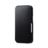 エレコム iPhone 14 / 13 ケース カバー 手帳型 耐衝撃 カードポケット付き マグネット開閉 ストラップホール付き ブラック PM-A22APLFY2BK