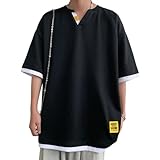 [PenBille] 半袖tシャツ メンズ 夏服 涼しい ティーシャツ vネック Tシャツ 大きいサイズ 人気 ロンt カジュアル 無地 トップス かっこいい 春 夏 柔らかい肌触り 快適 Black L