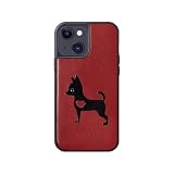 COGURE スマホケース iPhone15用 ケース 本革 イタリアンサドルレザー 犬 犬柄 dog チワワ ハート 耐衝撃 シンプル かわいい おしゃれ ギフトボックス付き COTChi 犬柄B ダークレッド