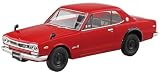 青島文化教材社(AOSHIMA) 1/32 楽プラ スナップキット No.16-RD ニッサン C10 スカイライン 2000GT-R レッド 色分け済みプラモデル (自動車)