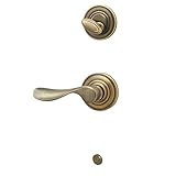 Schlage F59 CHP 609 RH Champagne Interior Right-Handed Lever with Deadbolt, Antique Brass (Interior 