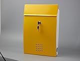 【 専用鍵付属で安心 】 お洒落 デザイン 北欧風 ポスト メールボックス ワンタッチ 開閉簡単 大容量 便利 【 イエロー 】