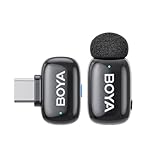 BOYA miniワイヤレスマイク【超ミニ360°集音ピンマイク】タイプc 無線マイク iPhone 16/15シリーズ対応 Android用 USB-C 瞬時接続 ノイズ軽減 プラグ＆プレイ AI音声変換 伝送距離100m APP不要 ブルートゥース不要 30時間連続使用 クリップ式 Vlog撮影/動画配信/生放送等に対応 収納付き（Type C機種対応）(1TX+1RX)黑
