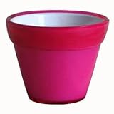 【4個入】イタリア製樹脂ポット(植木鉢/プランター) COCCO(コッコ) φ12cm/穴無し ディープピンク 〔ガーデニング用品/園芸〕
