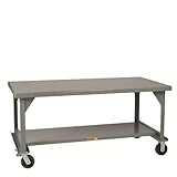 Little Giant WW-3660-6PHFL Welded Steel Mobile Workbench with Casters and Floor Lock Gray 3600 lbs L