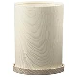 インテリアポット(植木鉢/プランター) ウッディ シリンダー型/21cm 穴有/受皿付 ホワイト(白) 〔ガーデニング用品/園芸〕