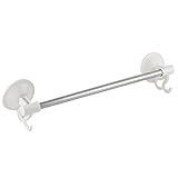 uxcell タオル掛け ハンガー ホテル バスルーム 金属 ロッド 壁掛け サクションカップ 40cm 長さ