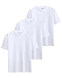 Sukinana 7.7oz tシャツ メンズ 半袖 綿100% 肉厚生地 3/5枚組 透けない 三本針 無地 ヘビーウェイト ティーシャツ 丸首 抗菌防臭 インナーシャツ 吸汗性 複数色選び (JP, アルファベット, 2XL, ホワイト(3枚組))