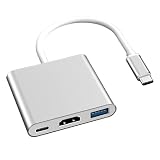 USB Type C HDMI アダプタ 4K Type-C to HDMI 変換アダプター usb hdmi 変換アダプタ Type-C HDMI アダプター 3in1 HDMI 4k USB 3.0高速ポート+タイプC急速PD充電ポートMatebook/iPad Pro/Mac Air/i-Phone 15/16 シリーズ USB C デバイスに対応（シルバーホワイト）