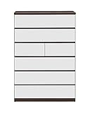 大川家具 関家具 ハイチェスト 80cm幅6段 ホワイト/ブラウン 196217