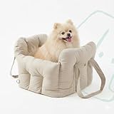 POMESEA ドライブ 犬 ベッド 防水 犬 車 シート ペットベッド 中小型犬 キャリーバッグ 車用ベッド 脱走防止リード付き ふかふか お出かけ用 洗濯可能 助手席 後席対応 ブラック（Lサイズ）